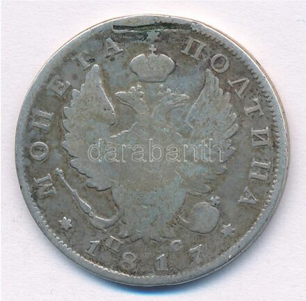 Orosz Birodalom 1817. Poltina Ag 'I. Sándor' (9,58g) T:3 durva karc Russian Empire 1817. Poltina Ag 'Alexander I' (9,58g) C:F strong scratch Krause C#130