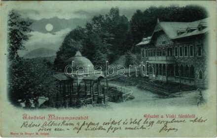 1900 Visk, Várhegy-gyógyfürdő, Vyshkovo (Máramaros); részlet a Viski fürdőből. Mayer és Berger kiadása / spa, bath (fl)