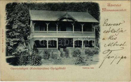 1900 Gyertyánliget, Polyana-Gyertyánliget, Kabola Polyána, Kabolapojána, Kobyletska Poliana (Máramaros); Valéria ház. Mayer és Berger kiadása / villa, spa (EK)