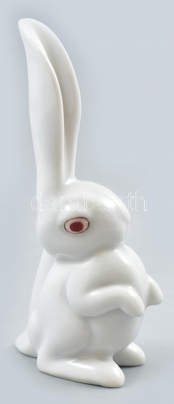 Herendi porcelán nyuszi, kézzel festett, jelzett, hibátlan, m: 10 cm