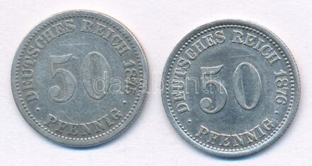 Német Birodalom 1875A-1876A 50pf Ag (2x) T:2-3 German Empire 1875A-1876A 50 Pfennig (2x) C:XF-F Krause KM#6