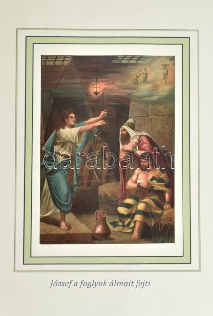 József a foglyok álmait fejti. Kromolitográfia, papír, jelzés nélkül, modern paszpartuban, 27,5x19,5 cm