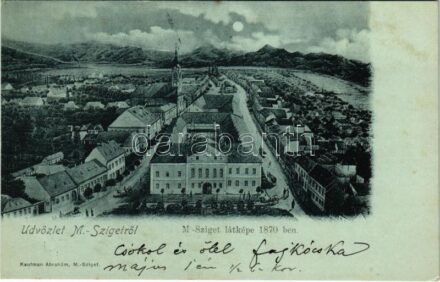 1900 Máramarossziget, Sighetu Marmatiei; látkép 1870-ben. Kaufmann Ábrahám kiadása / general view anno 1870