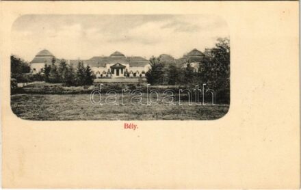 1908 Bély, Biel; Sennyey kastély. Löwy. A. kiadása / castle + 'M.SZIGET - MISKOLCZ - BUDAPEST 33. SZ.' vasúti mozgóposta bélyegző
