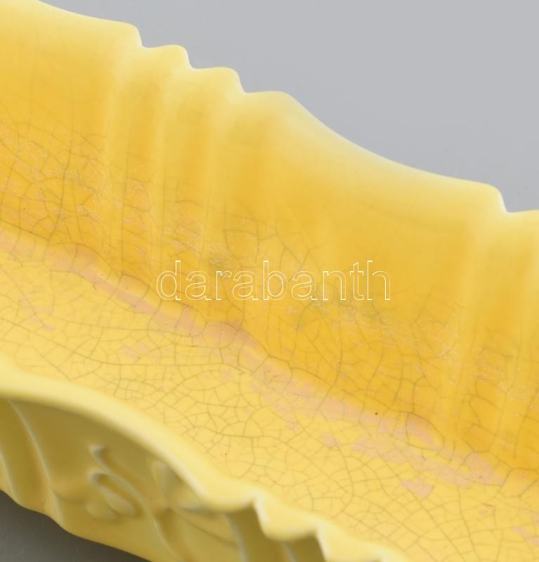 Gránit??? Népi szecessziós virágtartó, fajansz, sárga mázakkal, lepattanással, jelzés nélkül, 29x10x8,5cm - Image 2