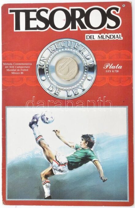 Mexikó 1985. 25P Ag 'Labdarúgó Világbajnokság 1986. - Mexikó' 'Tesoros del mundial' karton díszlapon T:1 Mexico 1985. 25 Pesos Ag 'Football World Cup 1986. - Mexico' on 'Tesoros del mundial' cardboard C:UNC Krause KM#497