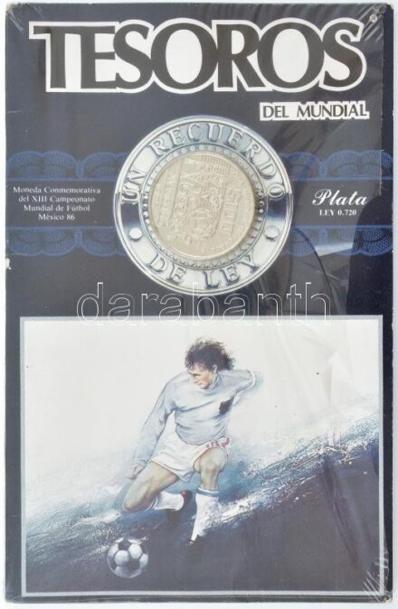 Mexikó 1985. 100P Ag 'Labdarúgó Világbajnokság 1986. - Mexikó' 'Tesoros del mundial' karton díszlapon T:1 Mexico 1985. 100 Pesos Ag 'Football World Cup 1986. - Mexico' on 'Tesoros del mundial' cardboard C:UNC Krause KM#499