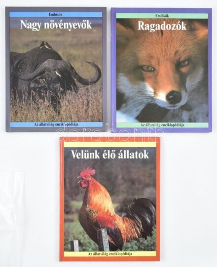 Az állatvilág enciklopédiája. 3 kötet: Emlősök-Ragadozók, Emlősök-Nagy növényevők, Velünk élő állatok. Helikon. Színes fotókkal, képekkel gazdagon illusztrálva. Kiadói kartonált papírkötésben. Mindegyik újszerű