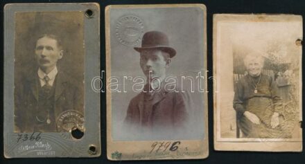 cca 1910 3 db fényképes vasúti igazolvány megviselt állapotban