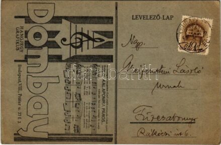 1941 Dombay Hangjegy Grafikus kottás reklámlapja (EK)