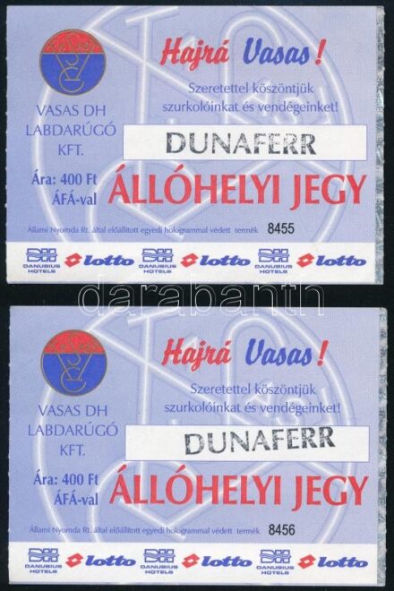 cca 2000 2 db sorszámkövető VASAS belépőjegy