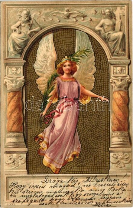 1900 Art Nouveau lady. litho
