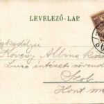 1900 Easter greeting art postcard with rabbit postman. litho (kis szakadás / small tear) - Image 2