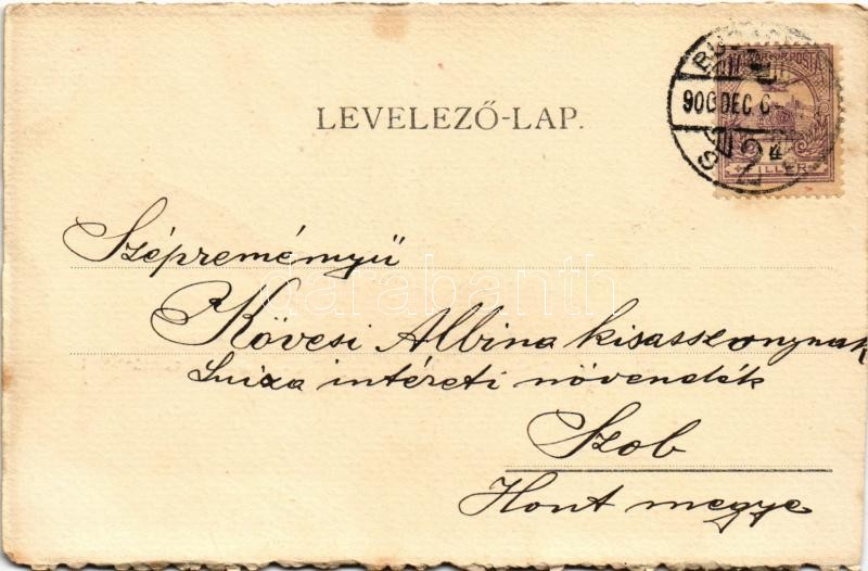 1900 Krampus with chimney sweeper (vágott / cut) - Image 2