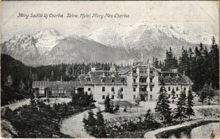 Tátra, Magas-Tátra, Vysoké Tatry; Móry szálló Újcsorbán reklám / Nové Strbské Pleso / hotel advertisement card (non PC) (EK)