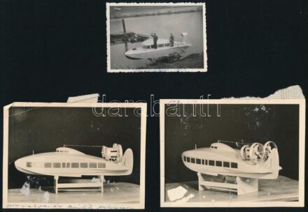 cca 1930 Kísérleti hajóról készült 3 db sérült fotó 9x12 cm-ig
