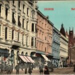 Zagreb, Zágráb; Jurisiceva ulica / street, shops / utca, Jaroslav Klein és Leo Müller üzlete