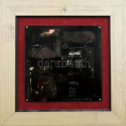 Ravasz Erzsébet (1937-1991): Zrínyi Miklós. Tűzzománc, fémlemez, jelzés nélkül. Apró sérülésekkel. Fakeretben. 20,5x20,5 cm