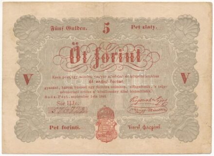 1848. 5Ft 'Kossuth bankó' vörösesbarna 'HJe 576722' T:III kis ly. Adamo G109