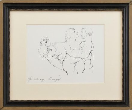 Szalay Lajos (1909-1995): Énekek éneke. Nyomat, papír, jelzett. Üvegezett, kissé sérült fakeretben. 15x20,5 cm