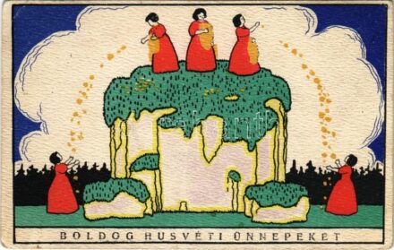 1919 Boldog húsvéti ünnepeket / Easter art. B.K.W.I. 4641-3. (unsigned Mitzi Marbach?) (EK)