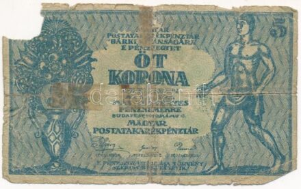 1919. 5K 'MÁS TÖRVÉNYES...', 'O42 392.147' T:IV ragasztott, hiányos Adamo K8.1