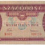 1957. 100Ft 'B627 009719' T:III kis folt, egyébként szép papír Adamo F29