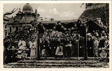 1940 Kolozsvár, Cluj; bevonulás, Horthy Miklós és Purgly Magdolna / entry of the Hungarian troops, Regent Horthy and Purgly