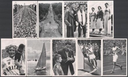 1936 Gyűjtőképek a berlini olimpiáról, hátoldalon németül feliratozva, jó állapotban, 20 db 12x8 cm