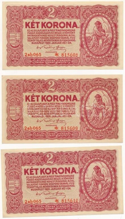 1920. 2K (3x) sorszámkövetők '2ab 065 815608 - 2ab 065 815610' csillagos sorszámmal T:I Adamo K7/1