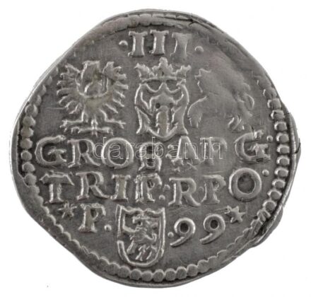 Lengyel Királyság / Posen 1599. 3Gr Ag 'III. Zsigmond' (2,04g) T:2 patina Poland / Posen 1599. 3 Grossi Ag 'Sigismund III' (2,04g) C:XF patina Kopicki 1138.