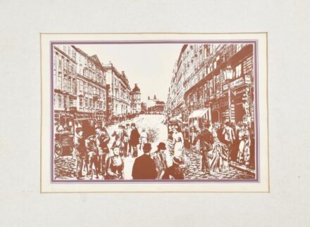Olvashatatlan jelzéssel: Pest-Buda. Szitanyomat, papír, számozott: 47/100. Paszpartuban 26x37 cm