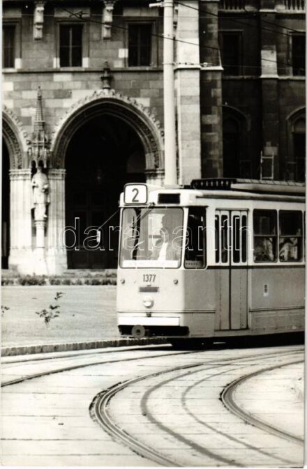 Budapest V. Parlament előtt elhaladó 2-es villamos. photo