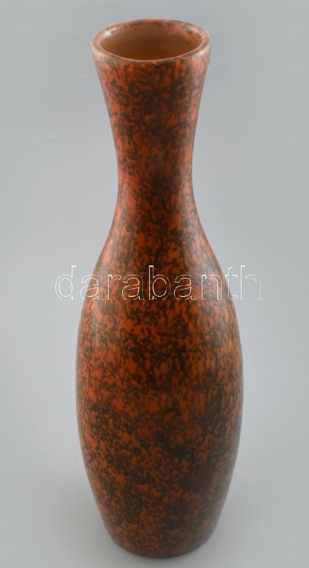 Tófej, retró, mázas kerámia váza, kézzel festett, jelzett, hibátlan, m: 45 cm