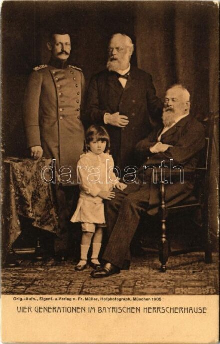 Vier Generationen im Bayrischen Herrscherhause. Orig.-Aufn. Eigent. u. Verlag v. Fr. Müller, Hofphotograph München 1905. (EK)