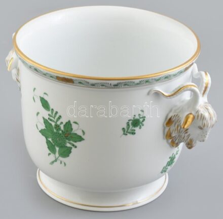 Herendi Apponyi mintás, kosfejes kaspó, kézzel festett, jelzett, hibátlan, d: 27, m: 17 cm