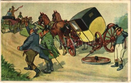 1925 Horse-drawn carriage, humour. B.K.W.I. 540-4. s: Schönpflug (EK)