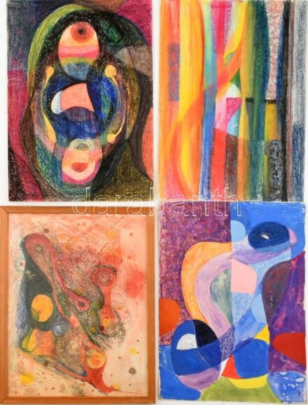 Mester Tibor (1953-): 4 db grafika. Pasztel, akvarell, papír. Jelzés nélkül 30x40 cm Egyik keretben