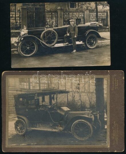 cca 1900 2 darab autós keményhátú fotó keményhátú 14x9 cm
