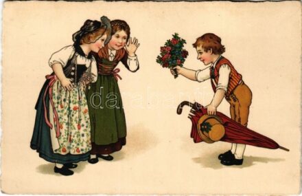 1929 Children art postcard