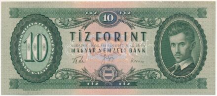 1960. 10Ft 'A 538 067743' T:I- kis szakadás Hungary 1960. 10 Forint 'A 538 067743' C:AU small tear Adamo F6