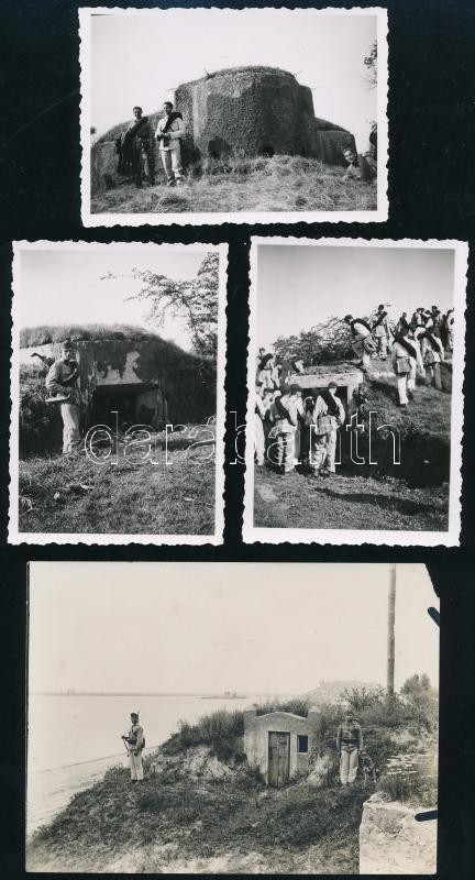 cca 1941 Magyar katonák bunkert vizsgálnak 4 db fotó 6x9cm
