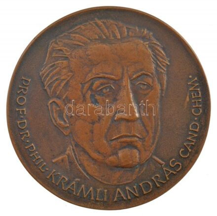 Fritz Mihály (1947-) 1985. 'PROF DR PHIL KRÁMLI ANDRÁS CAND CHEM / SZEGED 1935 1985' kétoldalas, öntött bronz emlékérem (89mm) T:1- apró patina