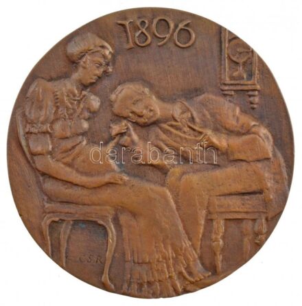 Csíkszentmihályi Róbert (1940-2021) 1996. 'HUNGARIAN SOC OF OBS, & GYN 100 YRS' kétoldalas bronz plakett (89mm) T:1-