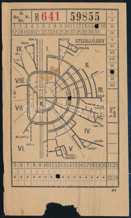 BSzKRt. (Budapest Székesfővárosi Közlekedési Rt.) átszállójegy 'H641 59855'