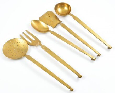 5 db bronz konyhai eszköz, h: 38 cm