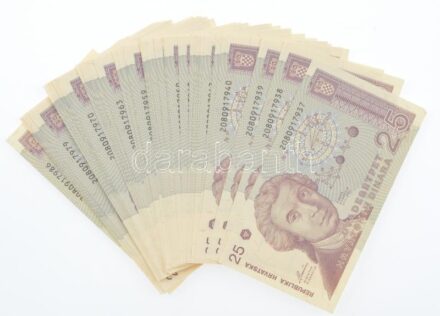Horvátország 1991. 25D (50x, sorszámkövetők) T:I,I- Croatia 1991. 25 Dinara (50x, consecutive serials) C:UNC,AU Krause P#19