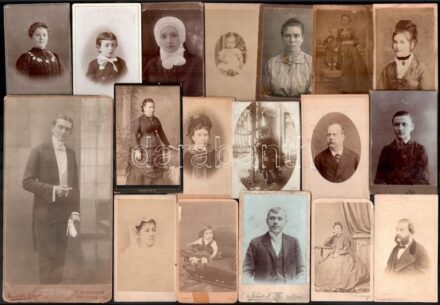 cca. 1880-1900 vegyes fotók, vizitkártyák, jópár sérült állapotban. cca. 34 db