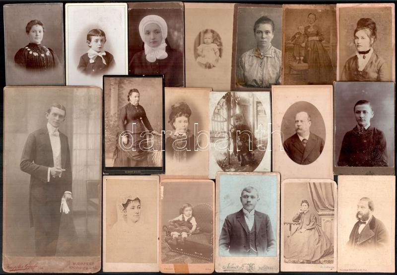 cca. 1880-1900 vegyes fotók, vizitkártyák, jópár sérült állapotban. cca. 34 db