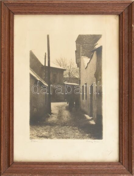 cca 1930 Grexa Gyula (1891-1977): Tabán, Kacsa utca algráfia, jelzett 17x12 cm Üvegezett keretben